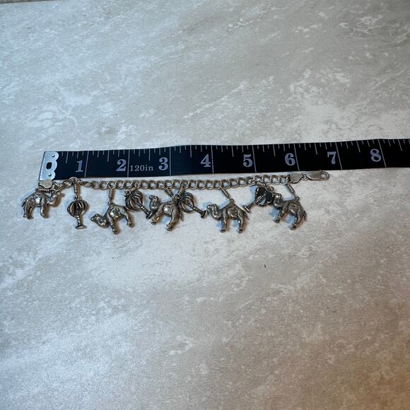 Vtg Sterling Silver Camel Palm Tree Charm Bracelet – Made in Italy, Stamped 925 - Picture 8 of 10